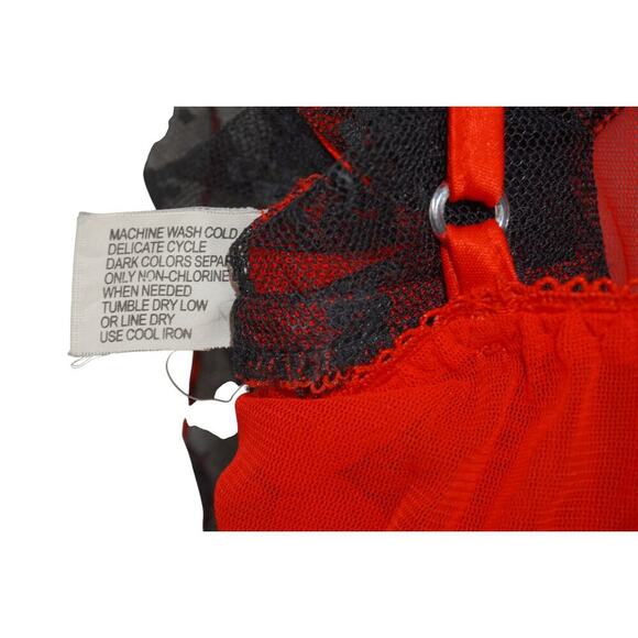 Yandy Red & Black Sheer Skull Lace Slip Dress L/XL – Gothic Punk Mesh Babydoll - Picture 8 of 11